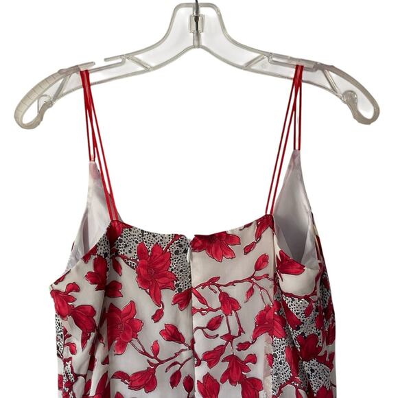 Mario Balthazar Silk Blend Sleeveless Sheath Dress Red White Floral Print 10 - Picture 4 of 7